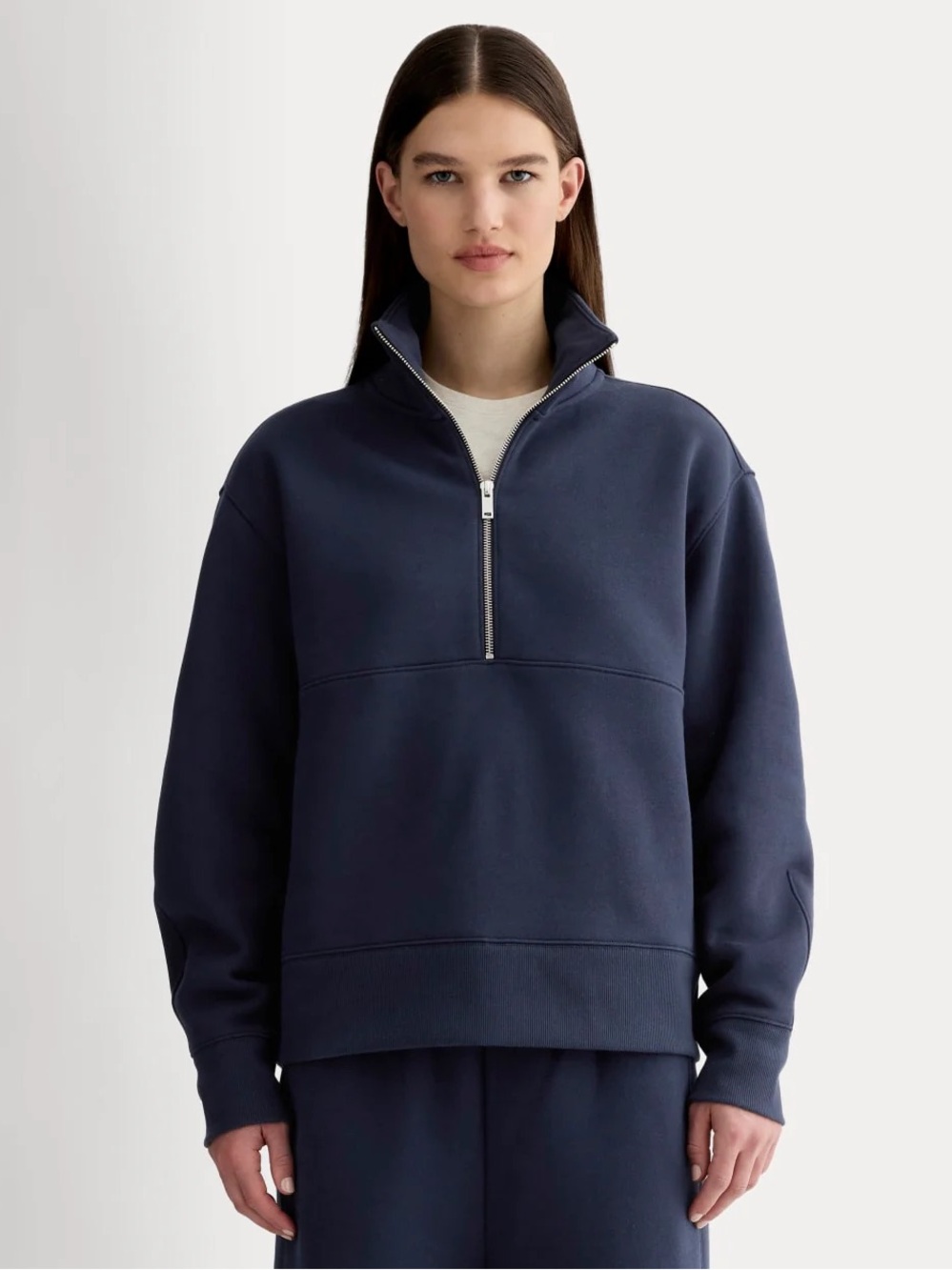 Everlane Luxe Fleece Half-Zip Sweatshirt Navy